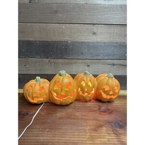 Vintage Trendmasters 4 Horizontal Foam Pumpkin Light Up Jack O Lantern 1995